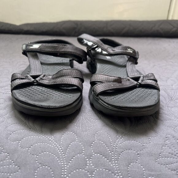 Skechers Sandals SZ 9 On The Go 600 Brilliancy Ankle Strap Black Grey Outdoor - Picture 3 of 10